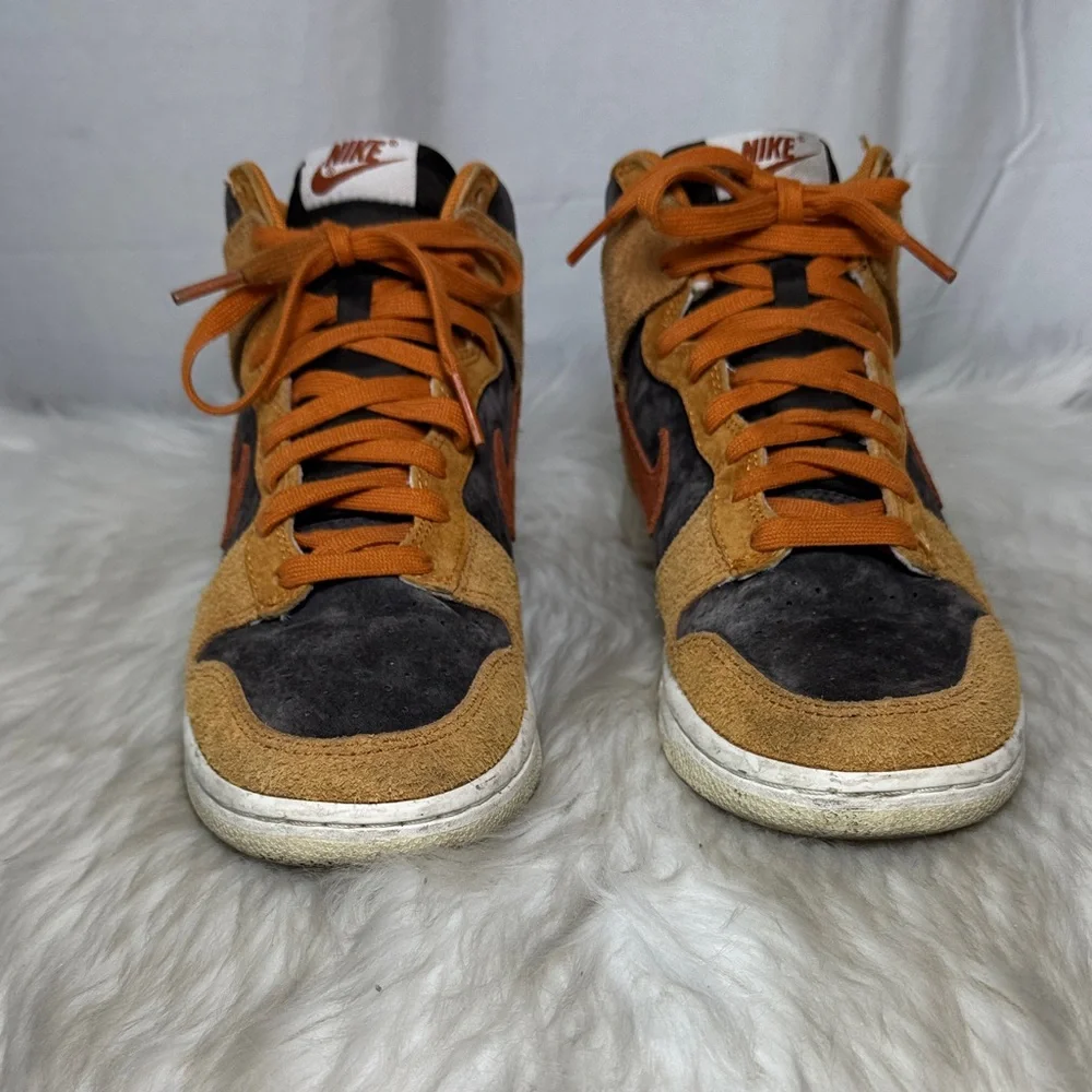 Nike Dunk Men's High-Top Sneakers Orange/Grey Sz 39/US 6.5 - Picture 2 of 6